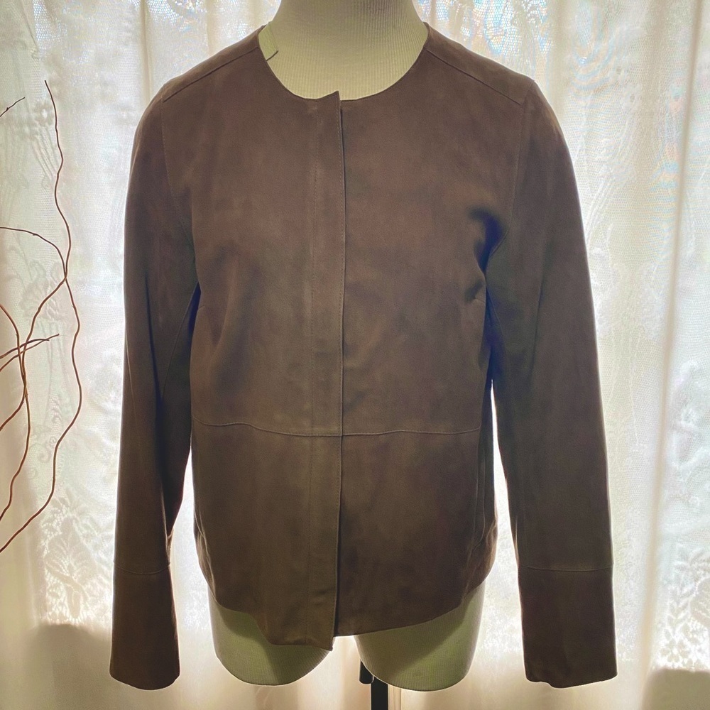 J. Jill Wearever Collection Suede Leather Jacket in Beechwood. Zipper Size XS